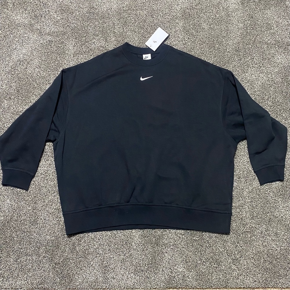 New Nike Oversized Crewneck Womens Medium Black Sweatshirt